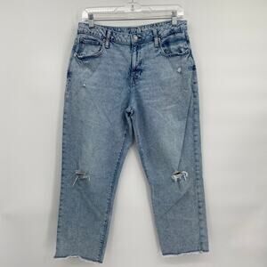Gap Kids Girlfriend Distressed Knees Loose Jeans Light Wash 18 Plus